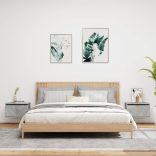 2 db betonszürke fali éjjeliszekrény LED-világítással