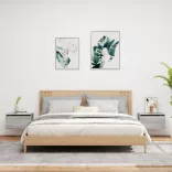 2 db szürke sonoma színű fali éjjeliszekrény LED-világítással