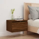 barna tölgy színű fali éjjeliszekrény LED-világítással