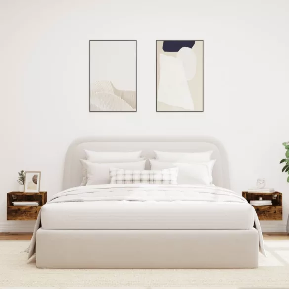 2 db füstös tölgy színű szerelt fa fali TV-szekrény 40x30x30 cm