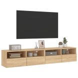 2 db sonoma tölgy színű szerelt fa fali TV-szekrény 80x30x30 cm