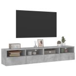2 db betonszürke szerelt fa fali TV-szekrény 80 x 30 x 30 cm
