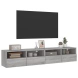 2 db szürke sonoma szerelt fa fali TV-szekrény 80 x 30 x 30 cm
