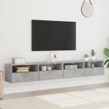 2 db betonszürke szerelt fa fali TV-szekrény 100x30x30 cm