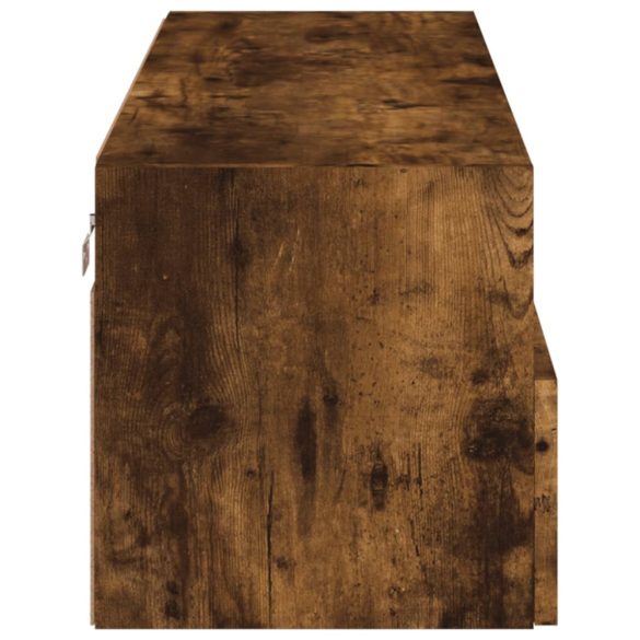füstös tölgy színű szerelt fa fali TV-szekrény 100 x 30 x 30 cm