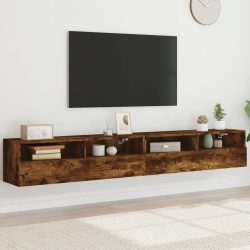   2 db füstös tölgy színű szerelt fa TV-szekrény 100 x 30 x 30 cm