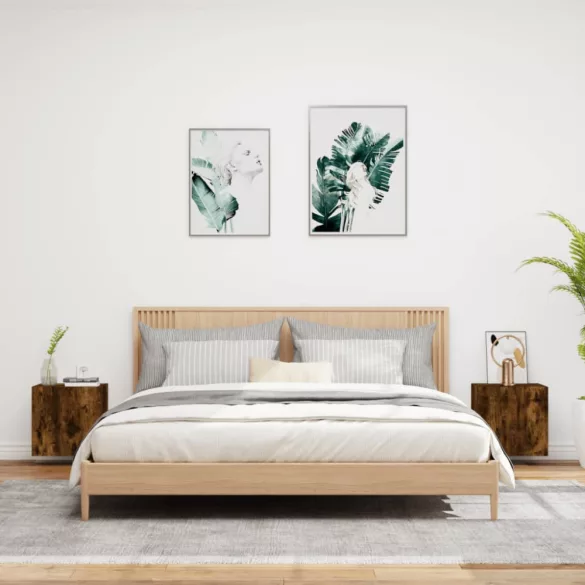 2 db füstös tölgy szerelt fa fali TV-szekrény 40,5 x 30 x 40 cm