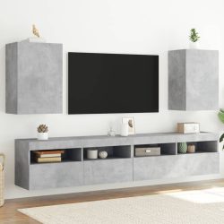   2 db betonszürke szerelt fa fali TV-szekrény 40,5 x 30 x 60 cm