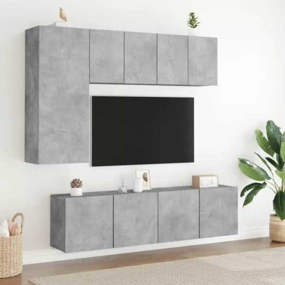 2 db betonszürke falra szerelhető TV-szekrény 60 x 30 x 41 cm