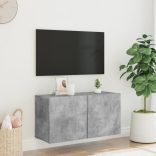 betonszürke falra szerelhető TV-szekrény 80 x 30 x 41 cm