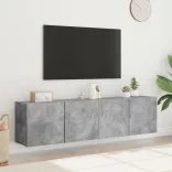2 db betonszürke falra szerelhető TV-szekrény 80 x 30 x 41 cm