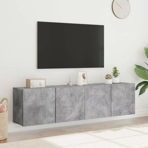 2 db betonszürke falra szerelhető TV-szekrény 80 x 30 x 41 cm