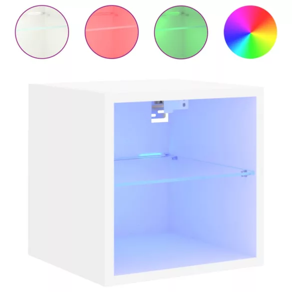 fehér falra szerelhető TV-szekrény LED-lámpákkal 30x28,5x30 cm