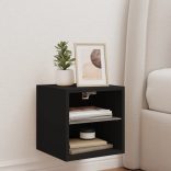 fekete fali TV-szekrény LED-világítással 30 x 28,5 x 30 cm