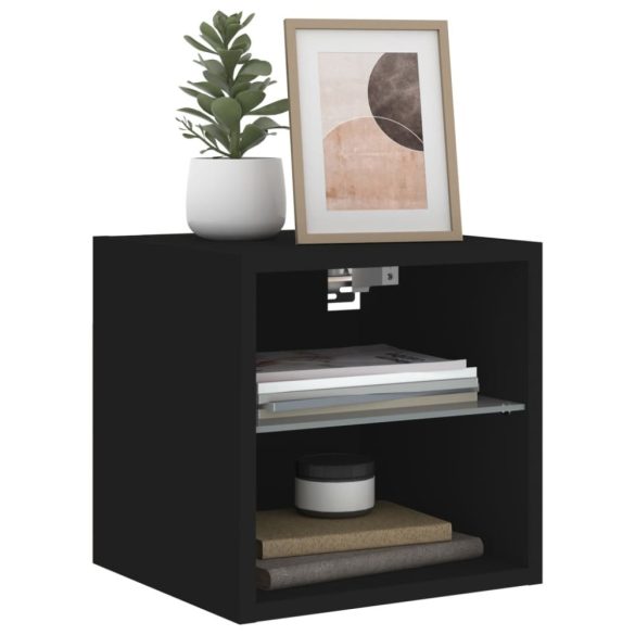 fekete fali TV-szekrény LED-világítással 30 x 28,5 x 30 cm