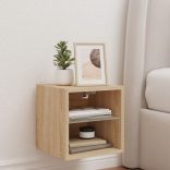 sonoma tölgy színű fali TV-szekrény LED-ekkel 30 x 28,5 x 30 cm