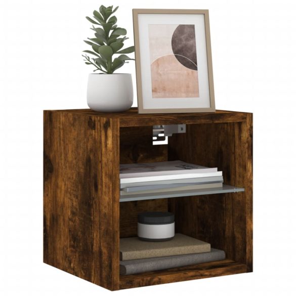 2 db füstös tölgy fali TV-szekrény LED-ekkel 30 x 28,5 x 30 cm