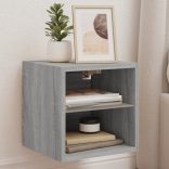 szürke sonoma színű fali TV-szekrény LED-ekkel 30x28,5x30 cm