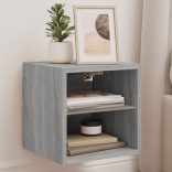 2 db szürke sonoma fali TV-szekrény LED-ekkel 30x28,5x30 cm