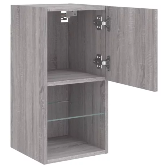 2 db szürke sonoma TV-szekrény LED lámpákkal 30,5x30x60 cm