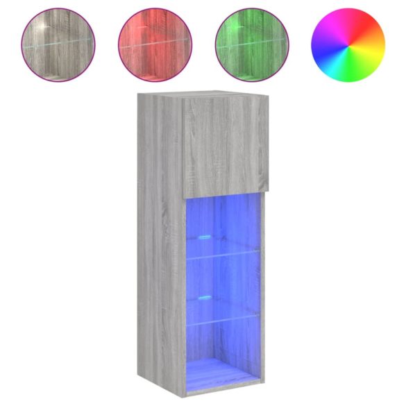 szürke sonoma színű TV-szekrény LED-lámpákkal 30,5x30x90 cm