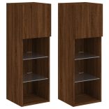 2 db barna tölgy színű TV-szekrény LED-ekkel 30,5 x 30 x 90 cm