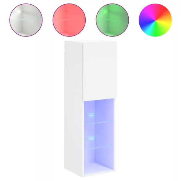 fehér TV-szekrény LED-lámpákkal 30,5 x 30 x 102 cm