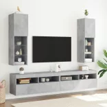 betonszürke TV-szekrény LED-lámpákkal 30,5 x 30 x 102 cm