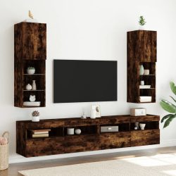   2 db füstös tölgy színű TV-szekrény LED-ekkel 30,5x30x102 cm