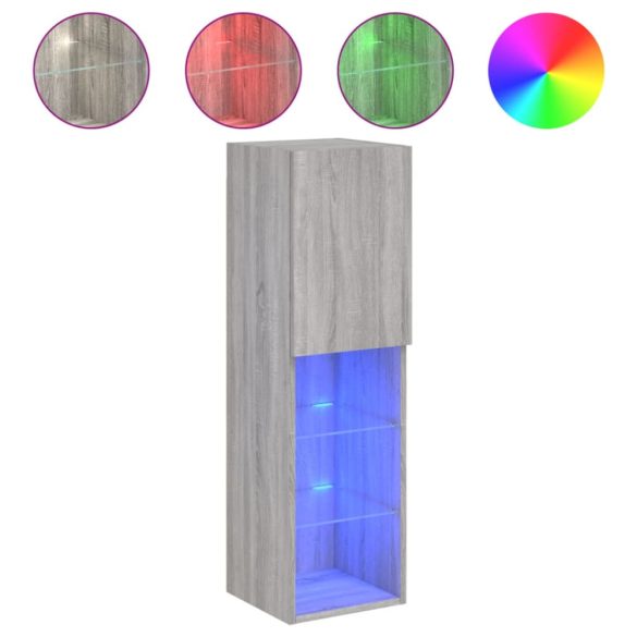szürke sonoma színű TV-szekrény LED-lámpákkal 30,5x30x102 cm