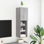 szürke sonoma színű TV-szekrény LED-lámpákkal 30,5x30x102 cm
