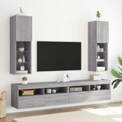   2 db szürke sonoma TV-szekrény LED-ekkel 30,5 x 30 x 102 cm