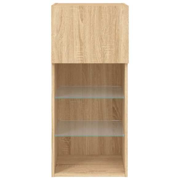 sonoma tölgy színű TV-szekrény LED-lámpákkal 40,5x30x90 cm