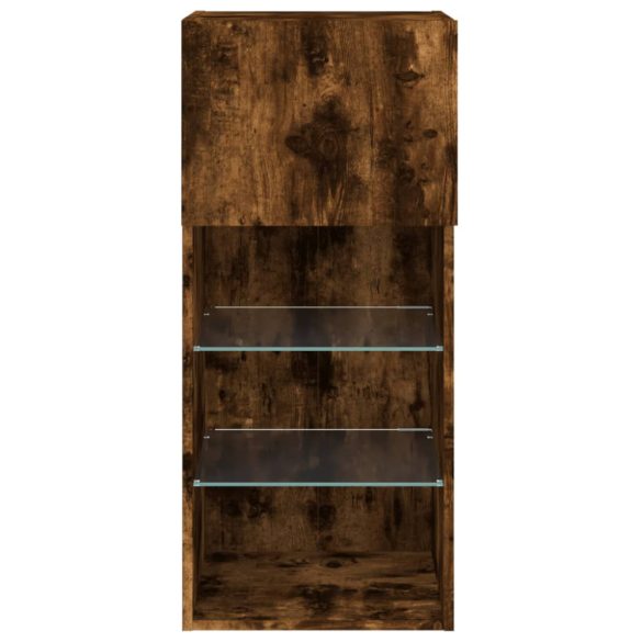 füstös tölgy színű TV-szekrény LED-világítással 40,5x30x90 cm