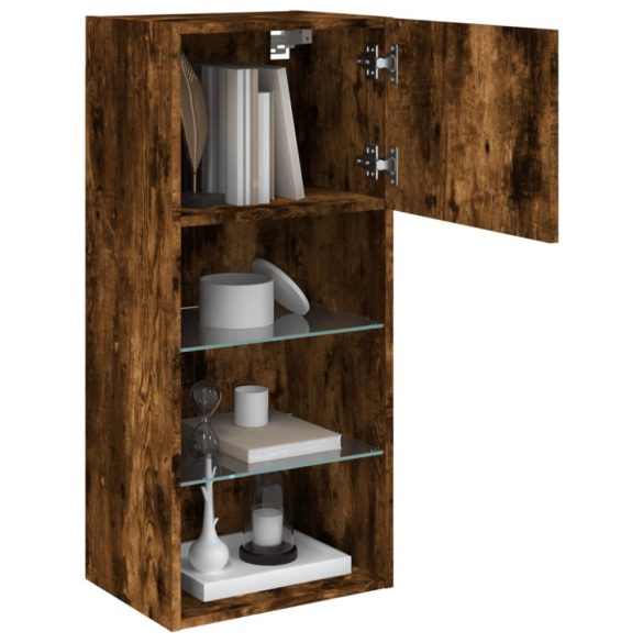 2 db füstös tölgy színű TV-szekrény LED-ekkel 40,5 x 30 x 90 cm