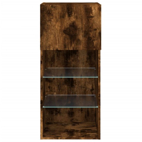 2 db füstös tölgy színű TV-szekrény LED-ekkel 40,5 x 30 x 90 cm