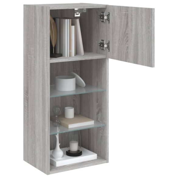 szürke sonoma színű TV-szekrény LED-lámpákkal 40,5x30x90 cm