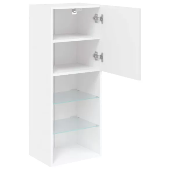 fehér TV-szekrény LED lámpákkal 40,5 x 30 x 102 cm