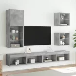 betonszürke TV-szekrény LED lámpákkal 40,5 x 30 x 102 cm