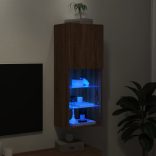 barna tölgyszínű TV-szekrény LED lámpákkal 40,5 x 30 x 102 cm