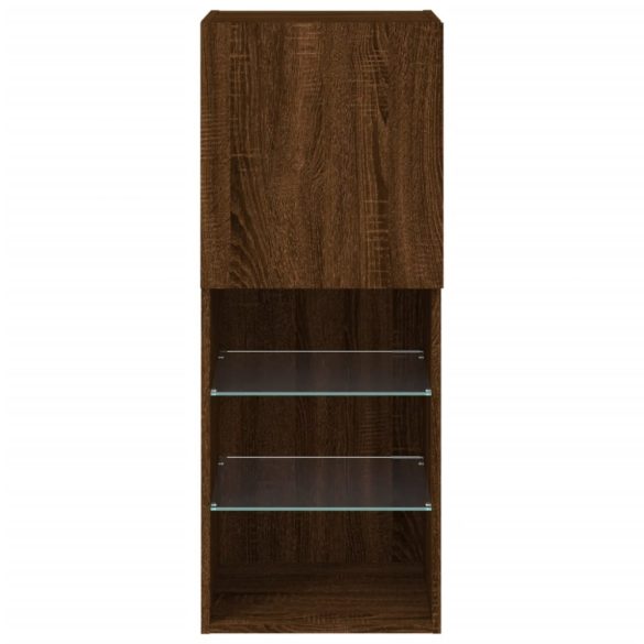 barna tölgyszínű TV-szekrény LED lámpákkal 40,5 x 30 x 102 cm