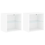 2 db fehér falra szerelhető éjjeliszekrény LED-világítással