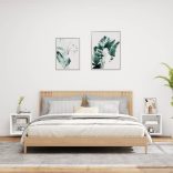 2 db fehér falra szerelhető éjjeliszekrény LED-világítással