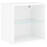 2 db fehér falra szerelhető éjjeliszekrény LED-világítással