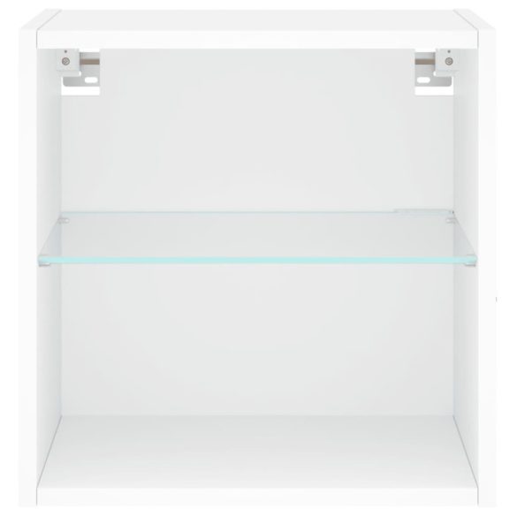 2 db fehér falra szerelhető éjjeliszekrény LED-világítással