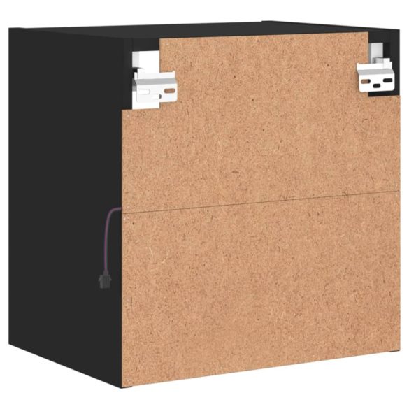 fekete falra szerelhető éjjeliszekrény LED lámpákkal