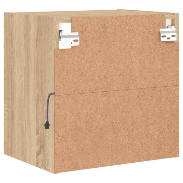 sonoma tölgyszínű falra szerelhető éjjeliszekrény LED lámpákkal