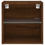 barna tölgyszínű falra szerelhető éjjeliszekrény LED lámpákkal