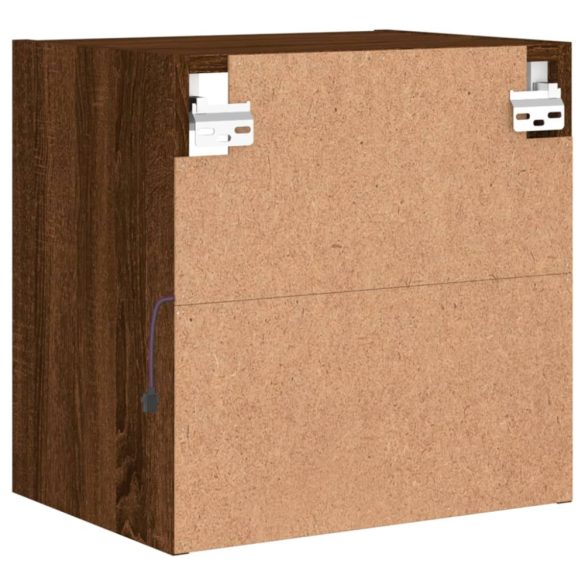 barna tölgyszínű falra szerelhető éjjeliszekrény LED lámpákkal