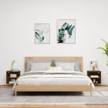 2 db barna tölgy színű fali éjjeliszekrény LED-világítással